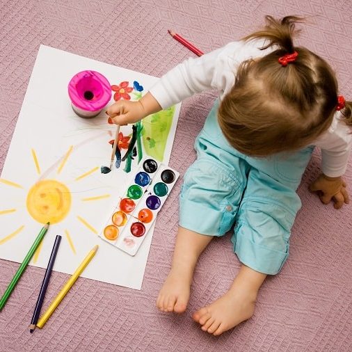 painting ideas for toddlers - little girl painting