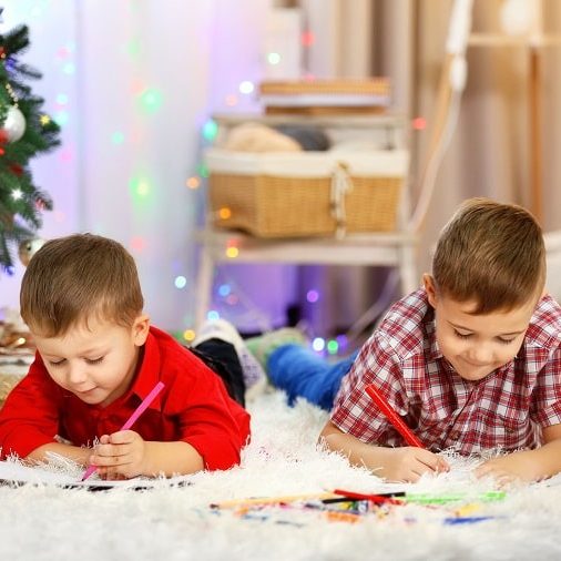 Holiday activities for toddlers – boys creating cards Holiday activities for toddlers - boys creating cards