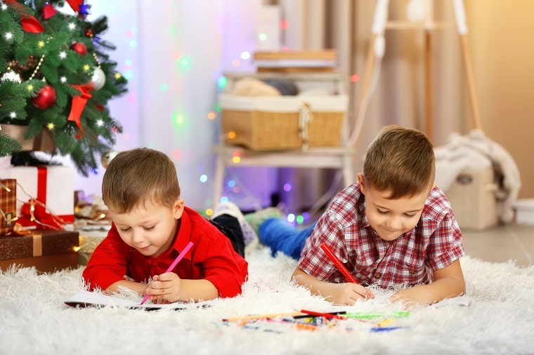 Holiday activities for toddlers - boys creating cards