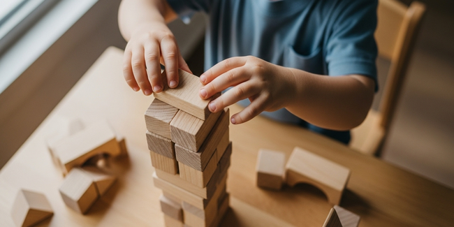 img_001_feature_image Toddler developing fine motor skills and problem-solving through construction play at Sunshine Coast early learning centre
