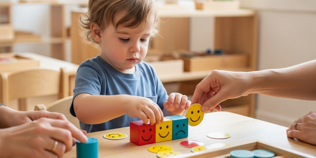 Toddler learning emotional recognition through play-based activities at a Sunshine Coast early learning centre