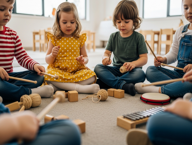 Children develop phonological awareness through musical play at Okinja Early Learning Centre