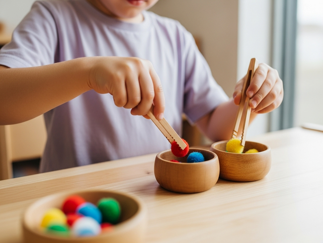 Child develops fine motor skills through purposeful play activities at Sunshine Coast early learning centre