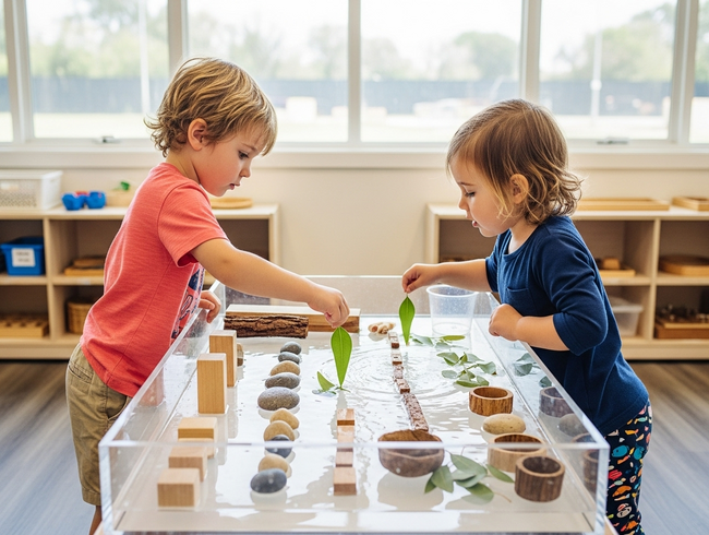 Preschoolers developing cognitive and scientific thinking skills through collaborative water play experimentation