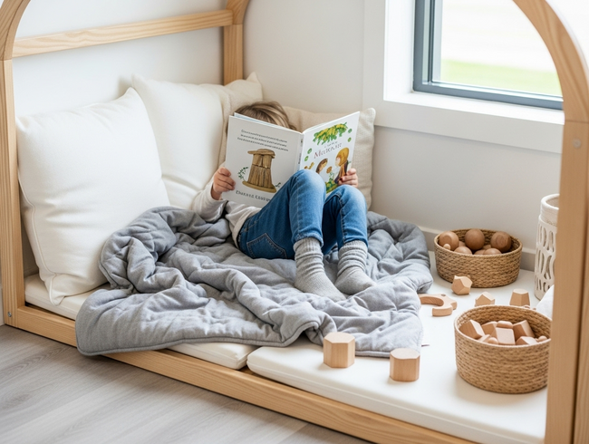 Thoughtfully designed calm-down corner supporting emotional regulation in early learning environment