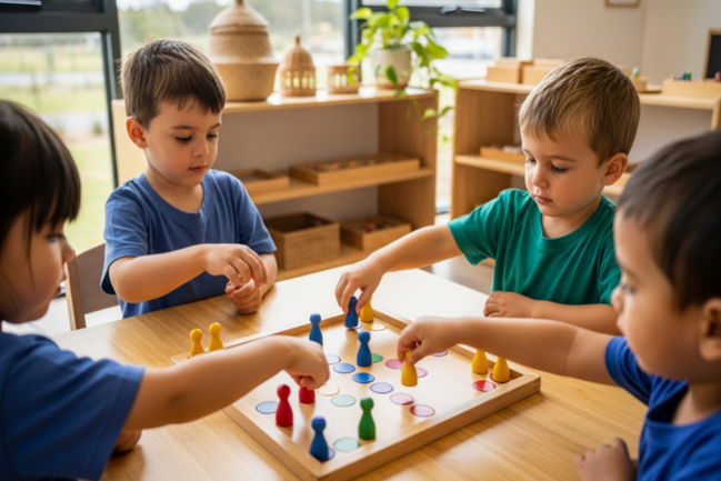 Preschool children develop strategic thinking skills through board games at Sunshine Coast early learning centre